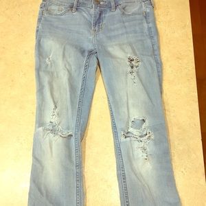 Ripped low rise jeans